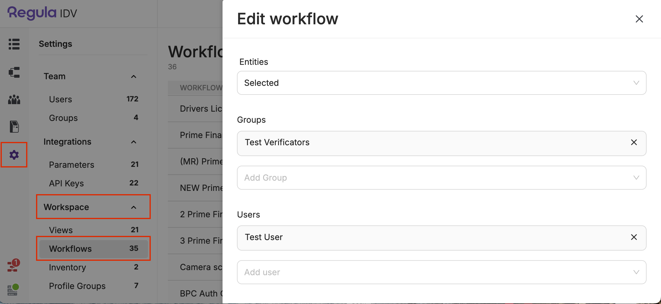 Edit workflow groups