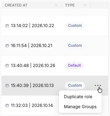 Roles-menu